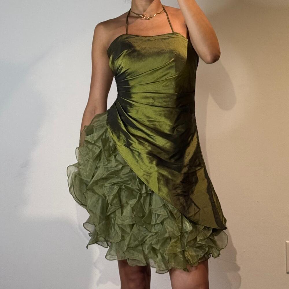 Vintage Green Dress with Ruffles